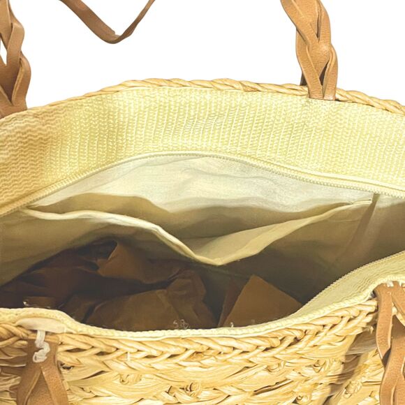 Vintage Woven Straw Tote Wicker  Handbag - Picture 6 of 12